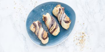 Nuss-Schokoladen-Zwirbel mit Blätterteig