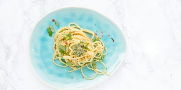 Spagetti mit selbstgemachtem Löwenzahn-Pesto
